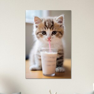 Milkshake Cat #13 : Print available on Canvas, Poster or Framed Poster