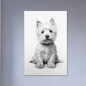 Lienzo artístico impreso Westie, decoración del hogar de West Highland Terrier de alta calidad para amantes de los perros y fanáticos del arte