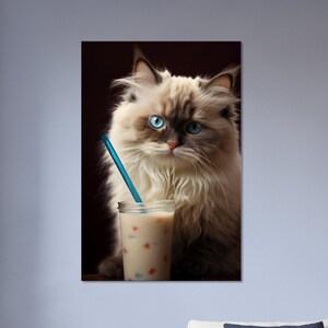 Milkshake Cat #14 : Print available on Canvas, Poster or Framed Poster
