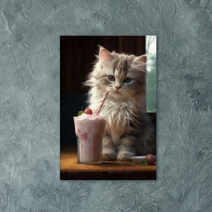 Milkshake Cat #02 : Print available on Canvas, Poster or Framed Poster