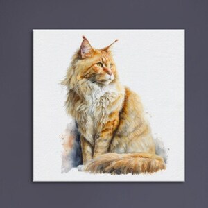 Maine Coon "Cozy Companion" Premium Wall Art para los amantes de los gatos, disponible en lienzo