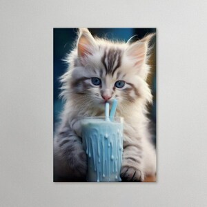 Milkshake Cat #03 : Print available on Canvas, Poster or Framed Poster