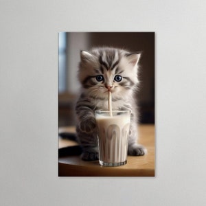 Milkshake Cat #07 : Print available on Canvas, Poster or Framed Poster