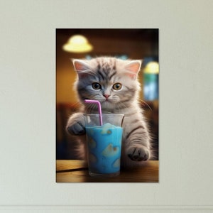 Milkshake Cat #04 : Print available on Canvas, Poster or Framed Poster