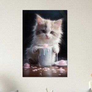 Milkshake Cat #05 : Print available on Canvas, Poster or Framed Poster