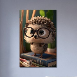 Hedgehog  "Hedgie McPrickles" Premium Wall Art for hedgehog lovers, Available on Canvas, Poster or Frame Pictures