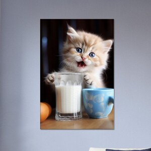 Milkshake Cat #01 : Print available on Canvas, Poster or Framed Poster