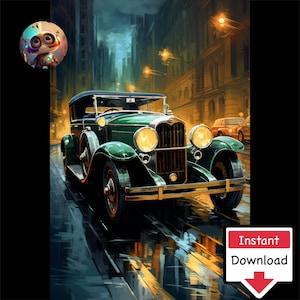 Art Deco Cars #20: Pobieranie cyfrowe do druku na płótnie lub plakatach