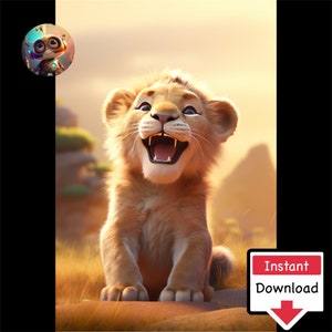 Lion Cub #10 : Digital Download for Printing on Canvas or Posters