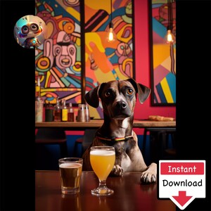 Realistic Dogs in Pubs #03: Digital Download for Printing on Canvas or Posters