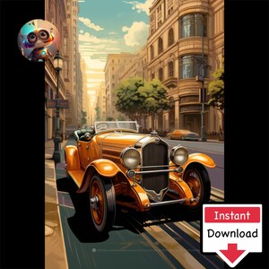 Art Deco Cars #06: Pobieranie cyfrowe do druku na płótnie lub plakatach