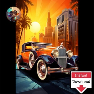 Art Deco Cars #04: Pobieranie cyfrowe do druku na płótnie lub plakatach