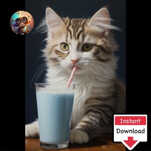 Milkshake Cat #09 : Digital Download for Printing on Canvas or Posters