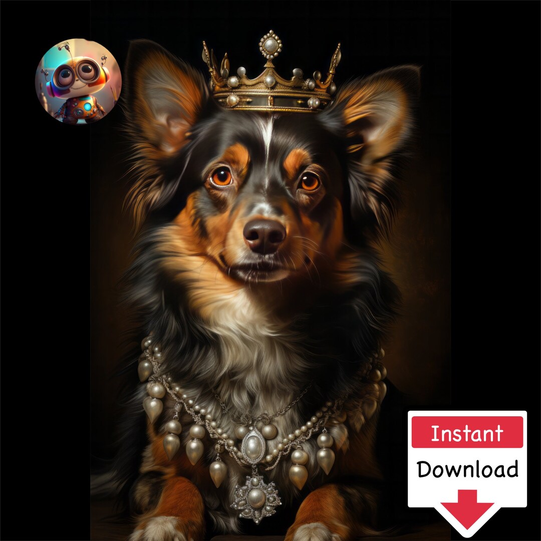 Royal Pooch: Instant Digital Download of a Majestic Dog Portrait #08 ...