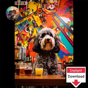 Realistic Dogs in Pubs #10: Digital Download for Printing on Canvas or Posters