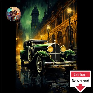 Art Deco Cars #21: Pobieranie cyfrowe do druku na płótnie lub plakatach