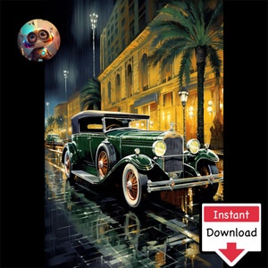 Art Deco Cars #23: Pobieranie cyfrowe do druku na płótnie lub plakatach