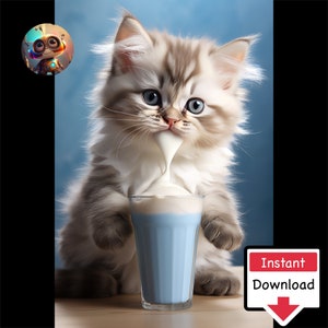 Milkshake Cat #06 : Digital Download for Printing on Canvas or Posters