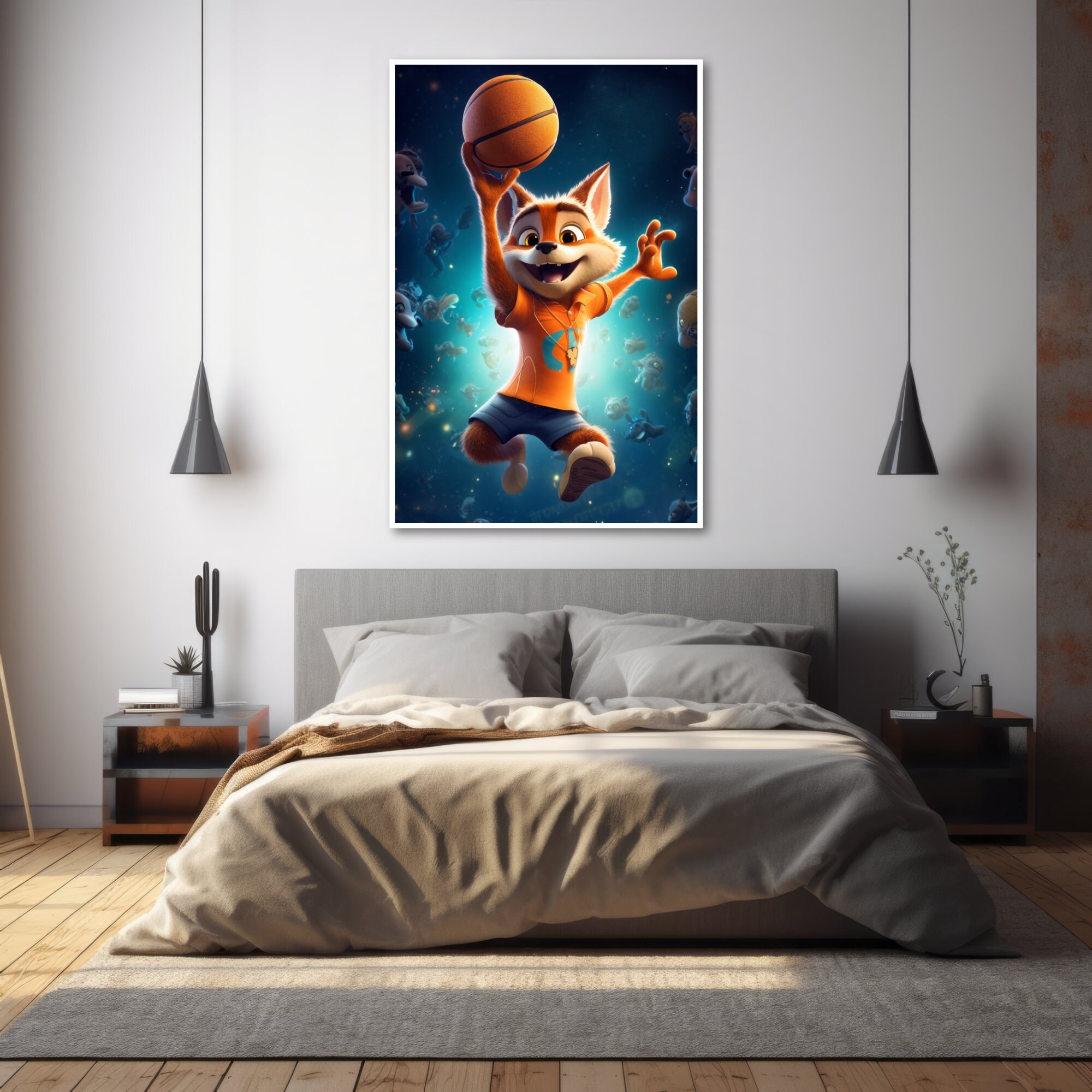 Hoop Hopper Cartoon Printable Digital Artwork for Children's Room