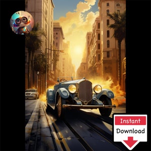 Art Deco Cars #08: Pobieranie cyfrowe do druku na płótnie lub plakatach