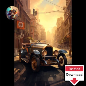 Art Deco Cars #07: Pobieranie cyfrowe do druku na płótnie lub plakatach