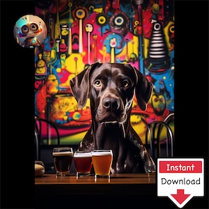 Realistic Dogs in Pubs #07: Digital Download for Printing on Canvas or Posters