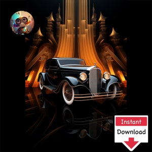 Art Deco Cars #02: Pobieranie cyfrowe do druku na płótnie lub plakatach