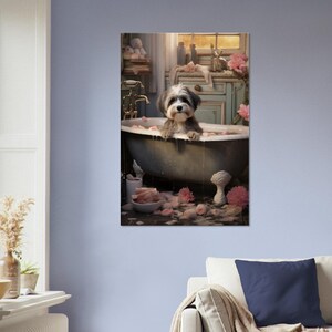Paws and Reflect: Dog in Bath Canvas 19