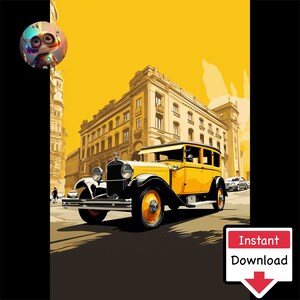 Art Deco Cars #16: Pobieranie cyfrowe do druku na płótnie lub plakatach