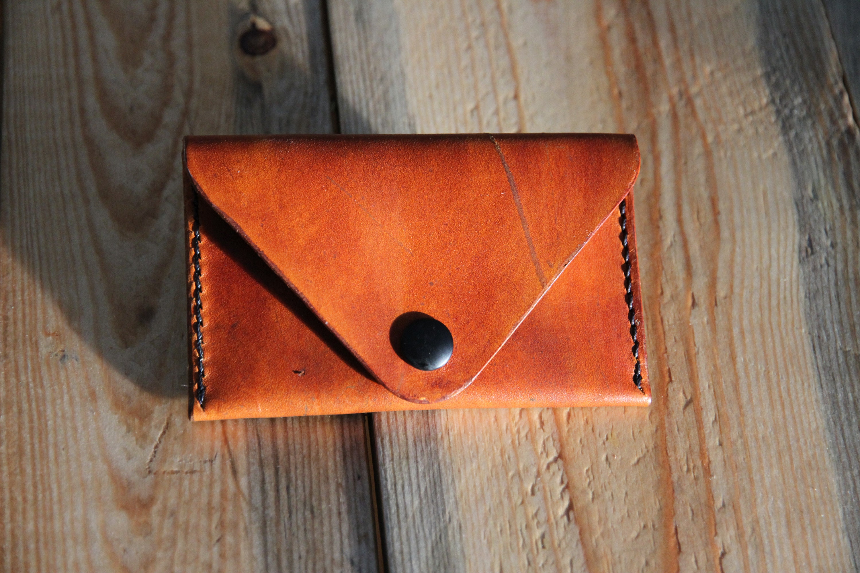 Agnus Dei Leather Envelope Card Holder Traditional Brown Etsy