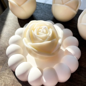Rose Flower Candle, Floral Candle,Handmade Home Decor, Blooming Candle Rose Soy Candle, Party Favor