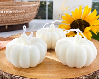 Conjunto de 3 velas de calabaza, vela en forma de calabaza, decoración de otoño, decoración de Acción de Gracias, decoración de otoño, decoración de Halloween, decoración de mesa