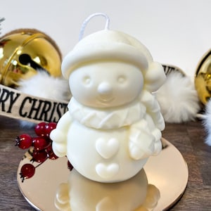 Snowman Candle, Christmas Snowman Soy Candle, Handmade Snowman Candle, Christening Decoration, Christmas Decor, Winter Candle, Gift Idea