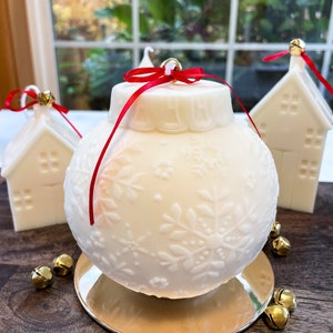 Large Christmas Ornament Candle, Christmas Candle, Holiday Decor, Christmas Gift, Snowflakes Ornament, Holiday Decor, Christmas Ornament