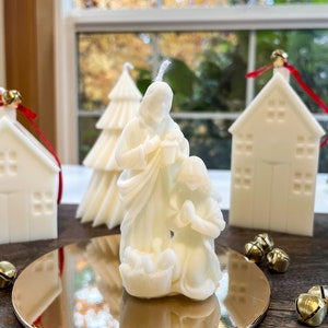 Christmas Nativity Candle, Christian Candle, Christmas Decor, Holy Family, Christmas Gift Idea, Mary, Joseph and Jesus, Christmas Decoration