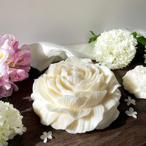 Large Peony Flower Candle Jumbo Flower Candle Blooming Peony Soy Wax Candle Flower Wedding or Anniversary Candle Decorative Flower Candle