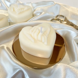 Romantic ‘Hand in hand’ Heart Candle | Soy Candle | Wedding or Bridal Shower Favor | Gift for Her or Him