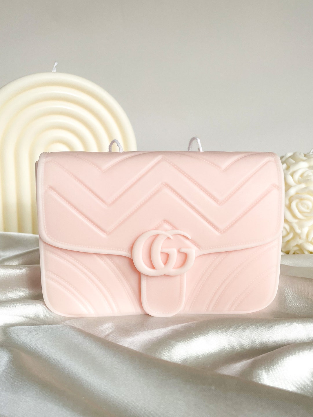 Limited Edition Designer Bag Inspired Candle in Pink Blush, Luxury
