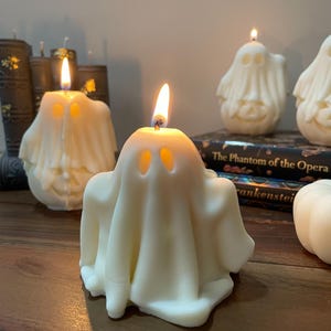 Ghost Candle Halloween, Cute Ghost Candle, Soy Wax Candle, Halloween Decoration, Little Ghost Candle, Thanksgiving Decor, Fall Candle