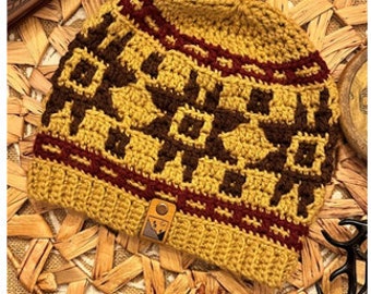 Native Sun Mosaic Crochet Beanie Pattern with Tutorials (One Size)