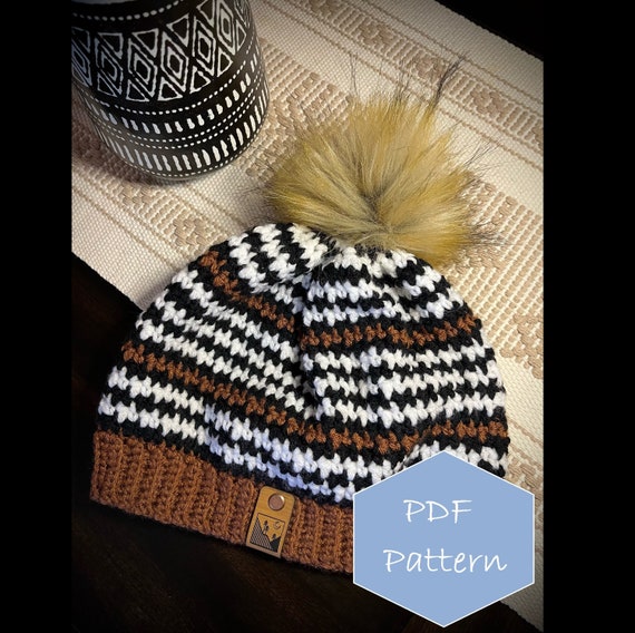 Houndstooth Crochet Beanie Pattern With Links (BONUS Ear Warmer