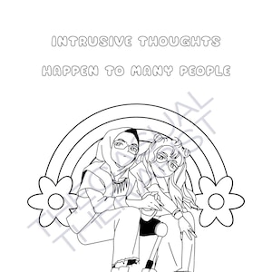 Intrusive Thoughts Happen to Many People Coloring Page, Affirmation Coloring Page, Mindful Coloring Page, Digital Download