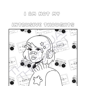 I am Not my Intrusive Thoughts Coloring Page, Affirmation Coloring Page, Mindful Coloring Page, Digital Download
