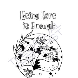 Being Here Coloring Page, Affirmation Coloring Page, Mindful Coloring Page, Digital Download
