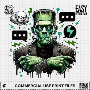 Frankenstein Clipart, Monster Clipart, Halloween Clipart, Spooky Clipart, Frankenstein Png, Halloween Png, Monster Png, Digital