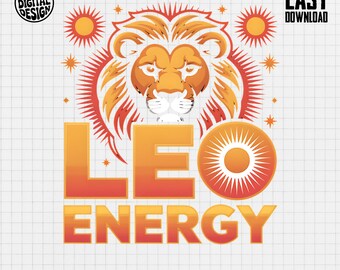 Leo Zodiac Sign Clipart: Lion Energy PNG (Digital Download, 4096x4096px)