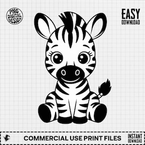 Baby Zebra Clipart, Cute Baby Animal Clipart, Baby Nursery Clipart, Jungle Safari, Baby Shower Clipart, Baby Zebra Png