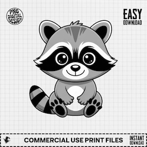 Baby Raccoon Clipart, Cute Animal Clipart, Baby Nursery Clipart, Woodland Clipart, Baby Shower Clipart, Baby Raccoon Png