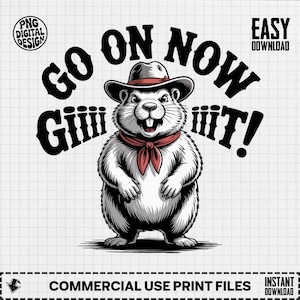 Go On Now Giiiit Clipart, Funny Marmot Clipart, Cowboy Hat Clipart, Sassy Animal, Snarky Digital Art, Marmot Png