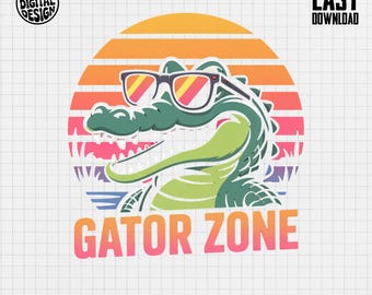Retro Gator Clipart, Alligator PNG, Gator Zone (Digital Download)